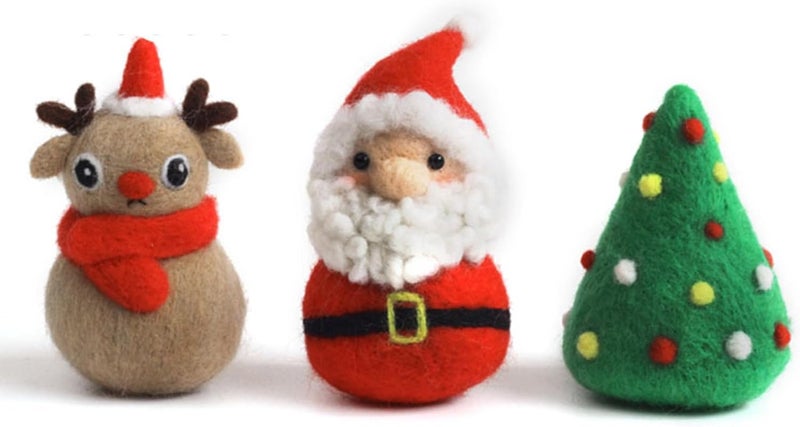 VEHICAR Needle Felting Kits Christmas Day - Santa Claus Christmas Tree Reindeer Wool Felting Kit - Needles, Finger Guards, Density Mat with DIY Instructions, New Year Gifts, Needle felting kit For Beginner - Image 1